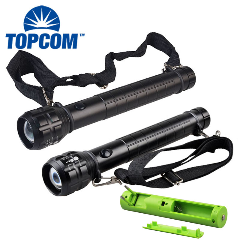 High Power 3Watt LED Torch Heavy Duty Outdoor Torch Zoom Flashlight led With Nylon Strap 3D