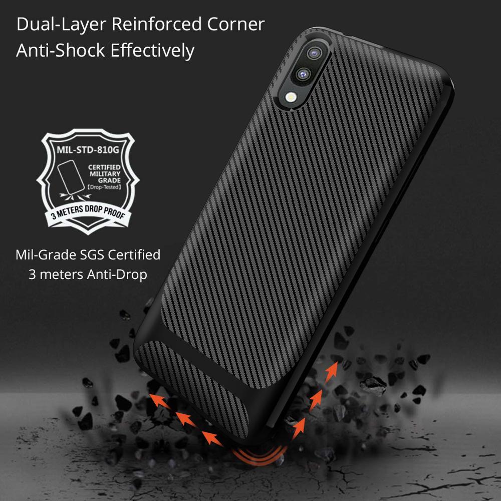 Shockproof New Carbon Fiber Silicon Back Cover Phone Case For Samsung galaxy M10