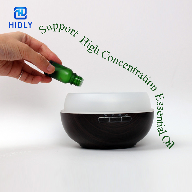 Wooden Grain Mist Humidifier Ultrasonic Aroma Essential Oil Diffuser With 7 Changing Night Color