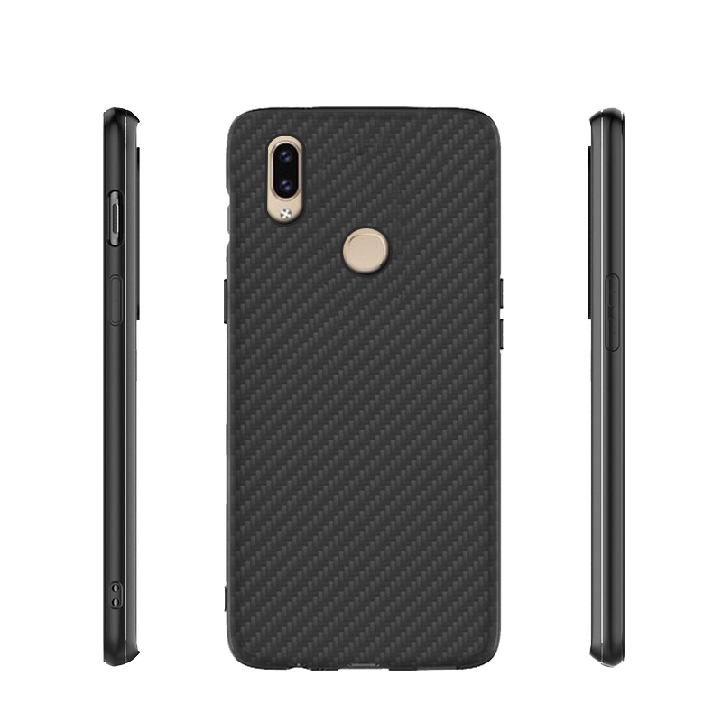 Matte Finish Carbon Fiber Textured Light Thin Shock Absorbing Bumper Skin hard case For Vivo V9