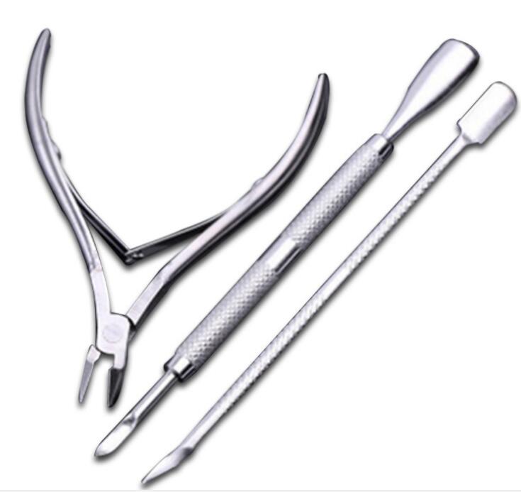 Set of3Metal Pedicure Cuticle Cutter Remover Scissors Pusher Tool Durable New