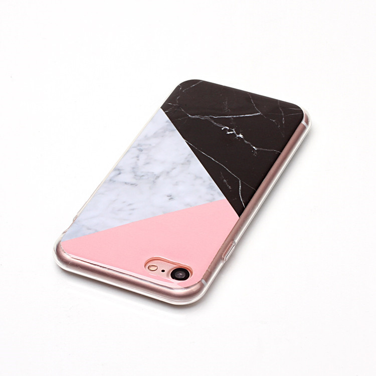 Geometry Triangle Marble Phone Case for iPhone 7 Plus , for iPhone 8 Plum Blossom TPU Marble Case