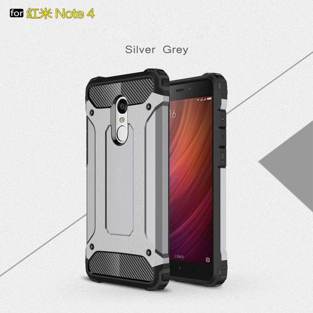 TPU+PC 2in1 drop Silicone Rubber Armor Hard case For Redmi Note 4