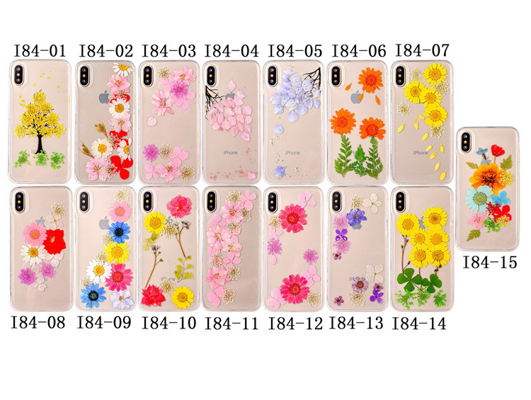 Dried Genuine Preserved Fresh Flower TPU Mobile Phone Case for iPhone 10 , for iPhone X Real Floral Case