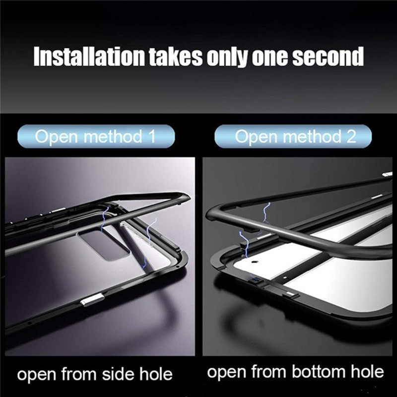 2019 New Arrival 360 Metal frame glass flip  cover explosion Magnetic phone case For Huawei P20 Pro