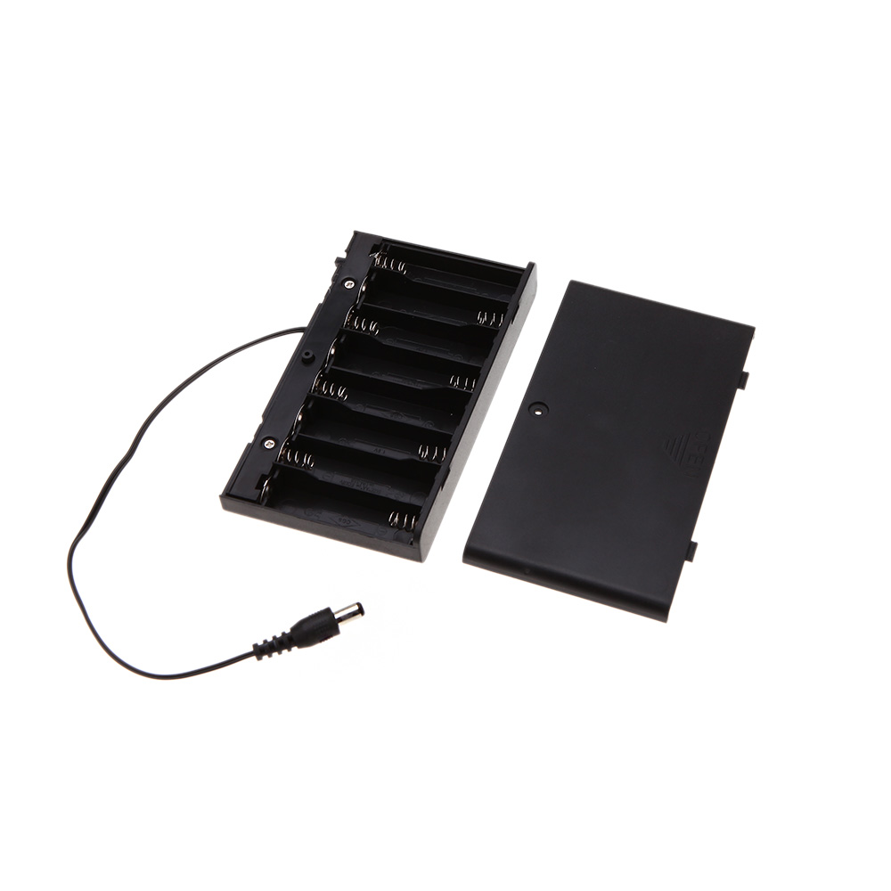 5pcs/Set Battery Storage Case Box Holder for 8 * AA Series Lithium Battery with Cover DC Plug and Switch