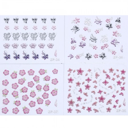 4 Sheet 3D Nail Art Sticker Tips Decoration Manicure Accessories High Quality