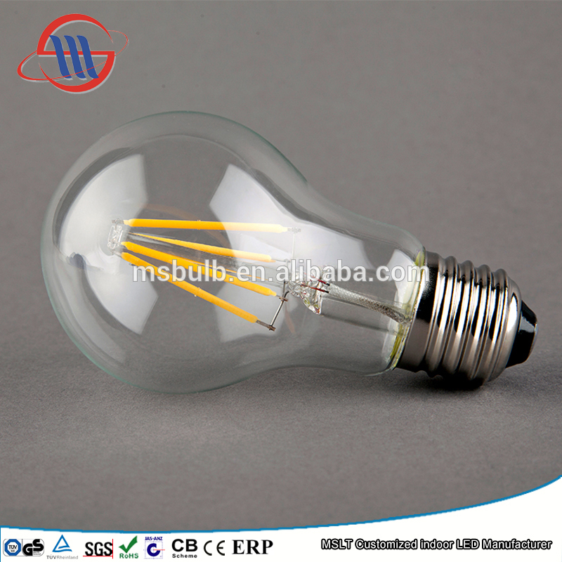 Haining Mingshuai Edison LED filament bulb A60 with plastic lamp 8w E27 dimmable TUV CE ROHS