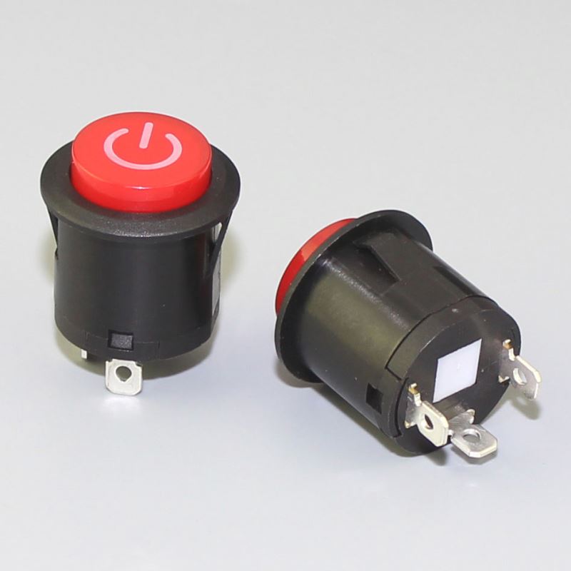 22.2mm Plastic Round Button 3Pin Latching Illuminated Power Logo On Off Push Button Switches