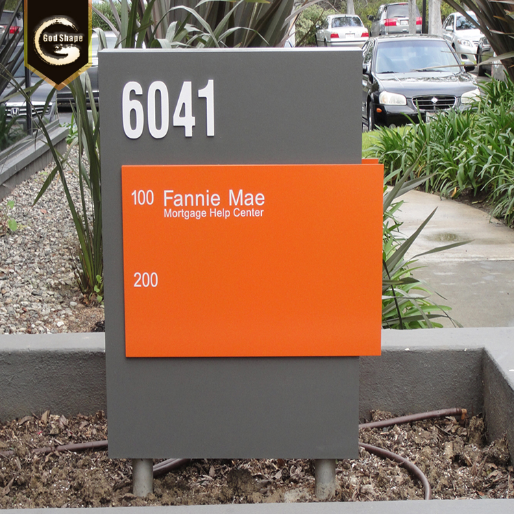 Brick stone Monument pylon freestanding wooden signage metal billboard in scenic port and park
