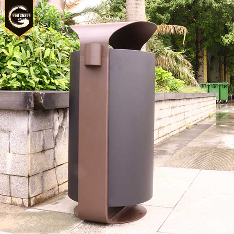 Round rolling stainless steel trash can waste bin outdoor large big garbage bin