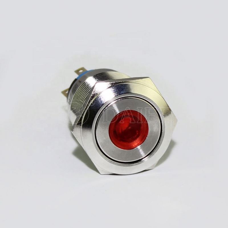 19mm Round Button Single Pole Dot Illuminated Push Button With Reset Type