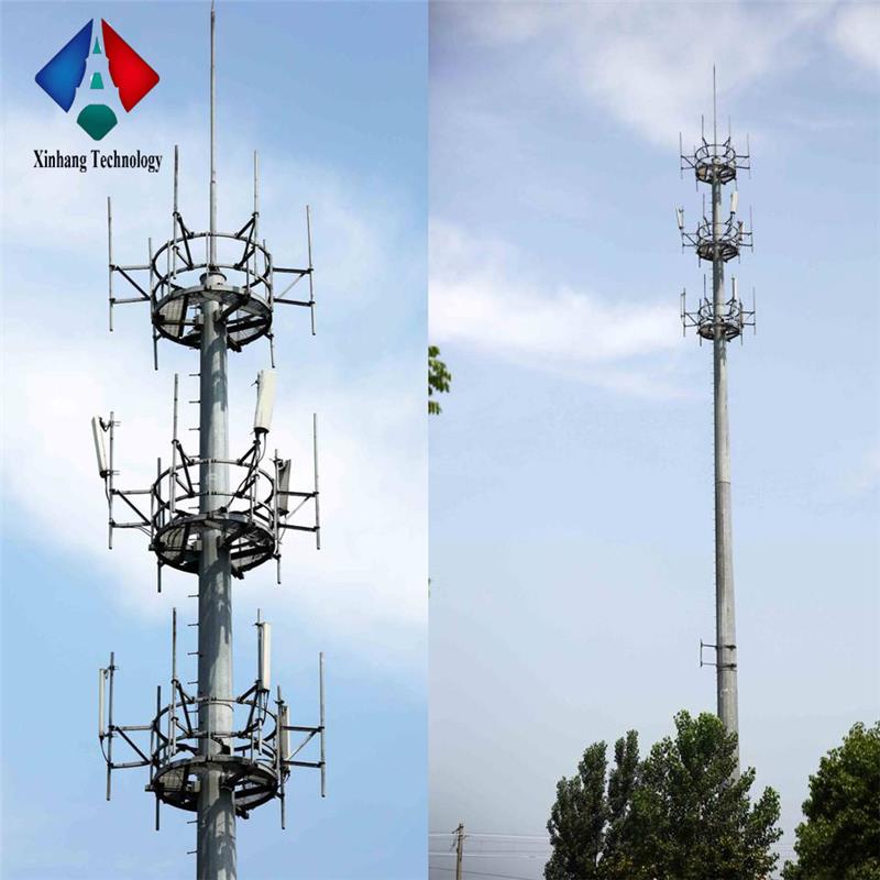 base station galvanized 4g wifi communication pole with antenna angle steel monopole tower