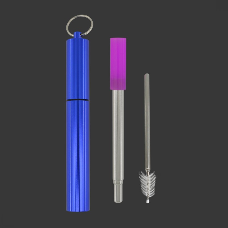 Collapsible Metal Straws Reusable Telescopic Portable Stainless Steel Straw Drinking Foldable with Case Cleaning Brush Anti-Scr