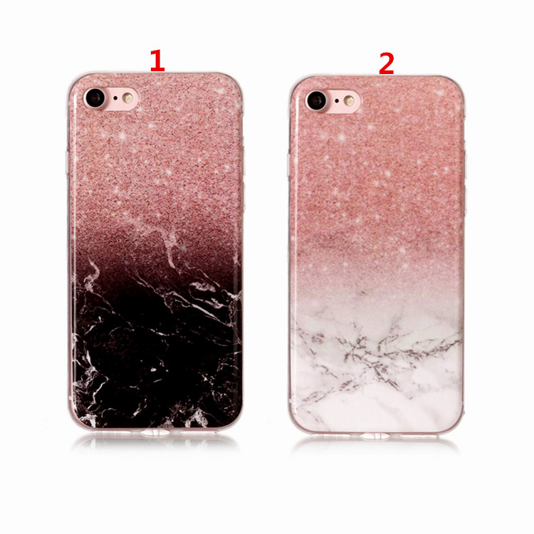 Rose Gold Pink Glitter Marble TPU Phone Case for iPhone 8 For iPhone 7 Shiny Marble Case