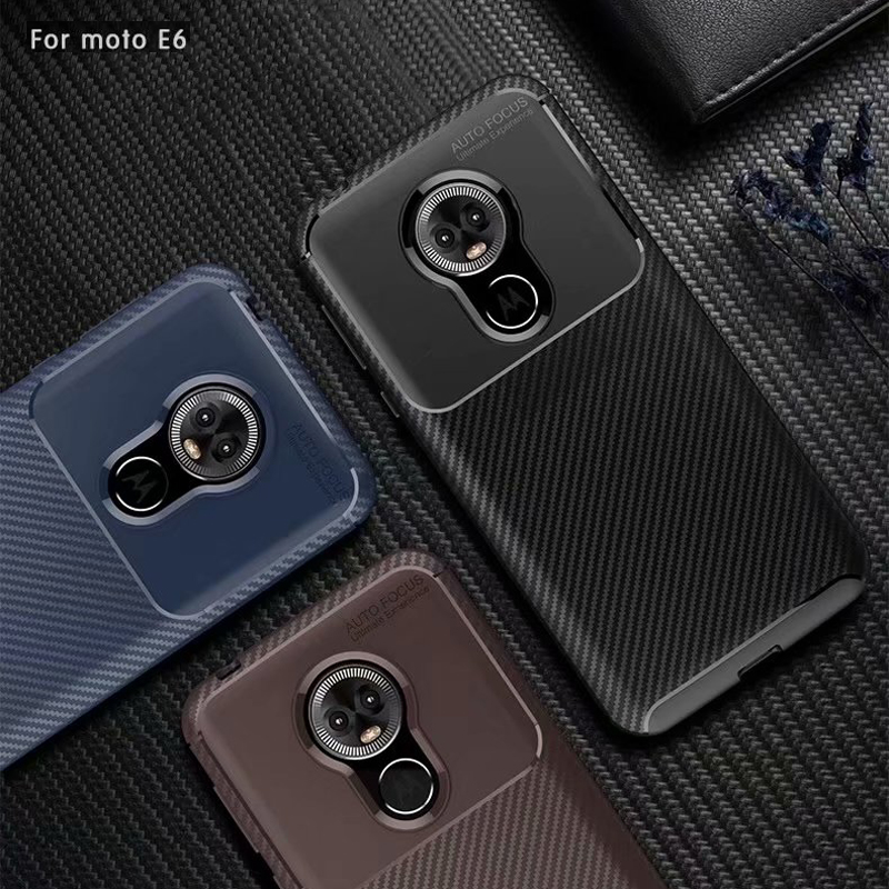 New Premium Shock Protection Carbon Fiber Skin TPU Silicone Case For Motorola Moto E6