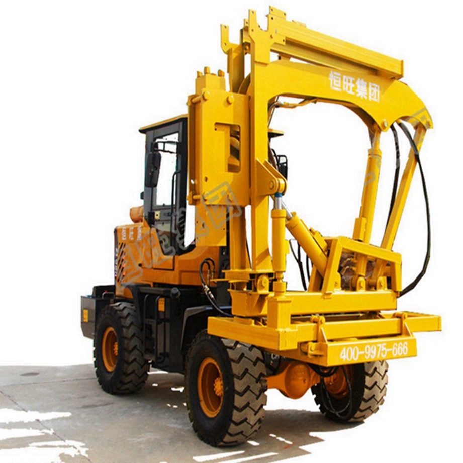 3meter length post center stake excavator mounted hydraulic wheels loading guardrail pile driver