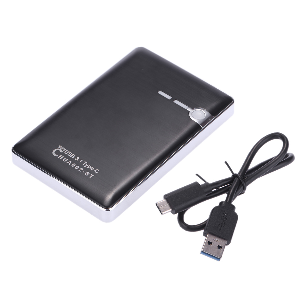 2.5 SATA SSD Hard Disk Drive to USB 3.1 Type-C 10Gbps Converter Adapter External Aluminum Enclosure Case Caddy + USB Cable