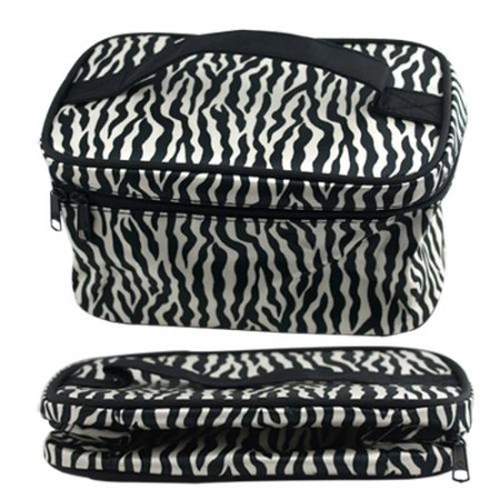 Zebra Pattern Foldable Makeup Cosmetic Hand Case Bag