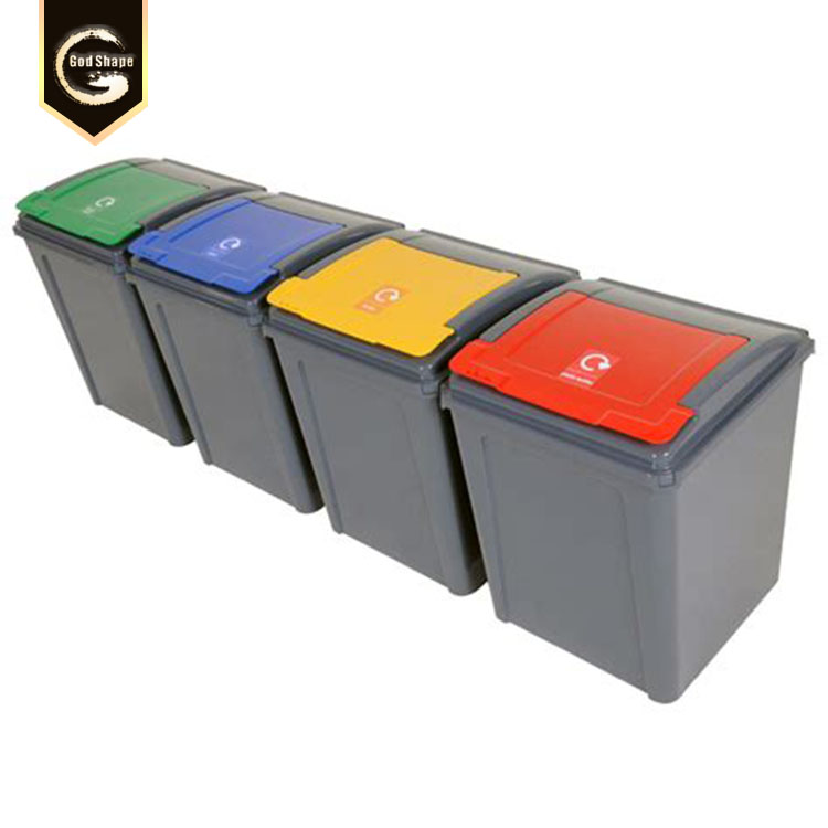industrial dustbin color coded garbage dustbin four-Stream Square Waste can and Recycling container