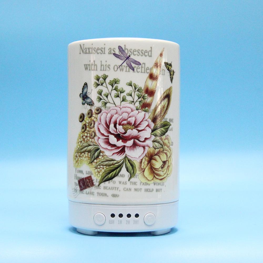 Hildy 100ml Suoer quiet Peony Pattern Ceramic Essential Oil Diffuser Air Purifier in Karaoke, Coffee Shop, Hotel, and Rest Room