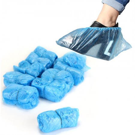 100packs  Disposable Shoe Covers Plastic Protective Blue