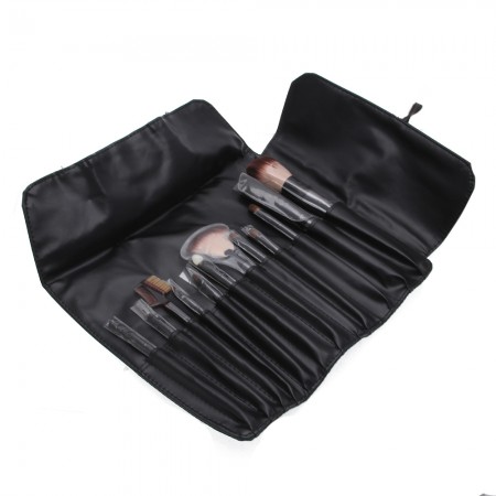12pcs Professional Brush Make Up Set Black Bag Kit High Quality