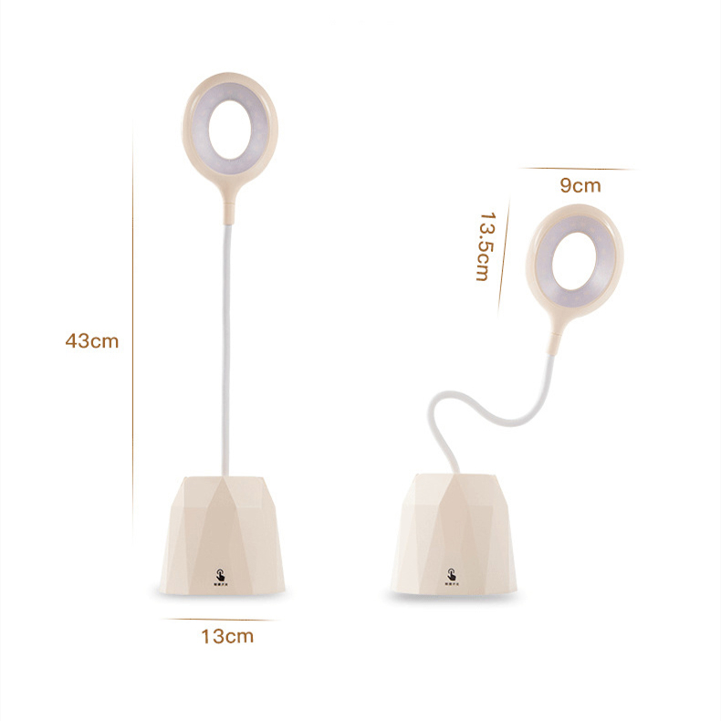 Rechargeable Led Table Touch Lamp Desk Lamp USB Flexible Reading Ring Light for Children with Phone Hoder Pen Holder Pot