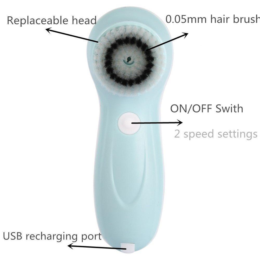Facial Cleanser Brush, 3 in 1 Electric Rotating Facial Cleansing Brush USB Rechargeable Sonic Face Cleaners Scrubber