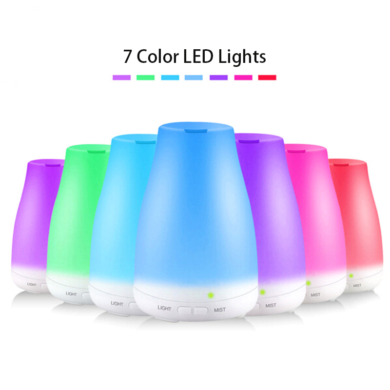 Hidly 120ml Ultrasonic Oil Diffuser with Waterless Auto Shut-off, Adjustable Mist Mode, 7 Color Changing LED Lights