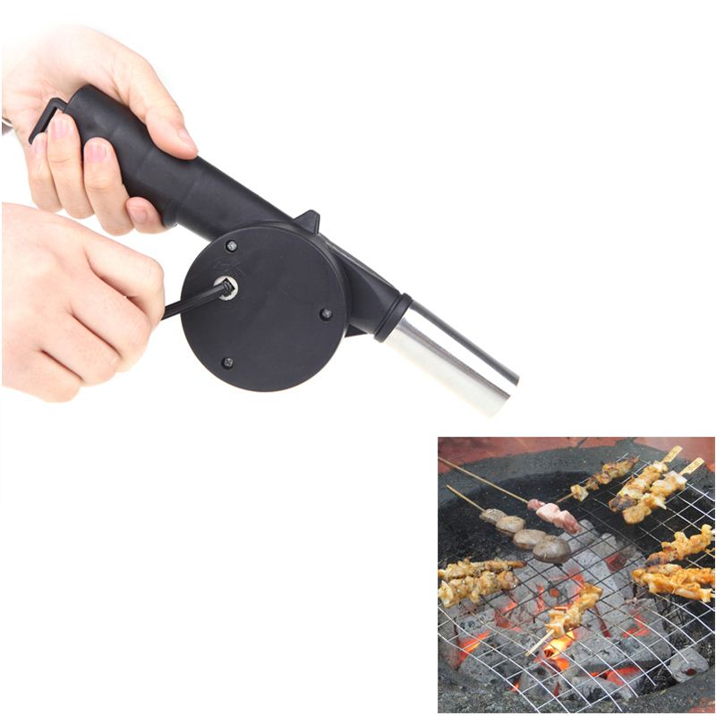 New Outdoor Camping BBQ Fan Air Blower Hand Crank Powered for Picnic Barbecue Fire