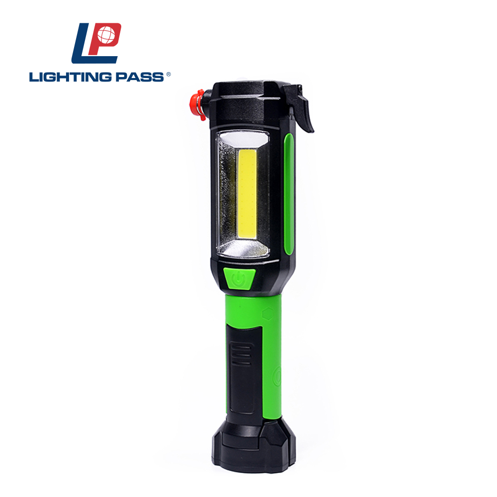 200 lumen Portable 3LED 3W COB Magnetic safety hammer hook cutter LED Work Light with  for Car Repairing Blackout and Emergency