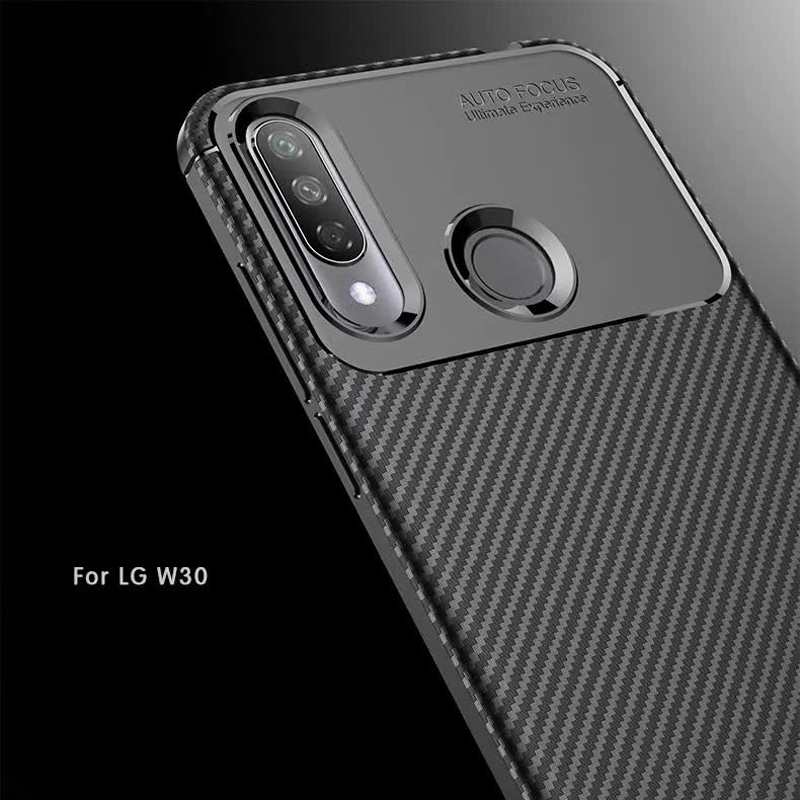 Carbon Fiber 360 Protective phone case For LG W30 TPU Silicone back cover case