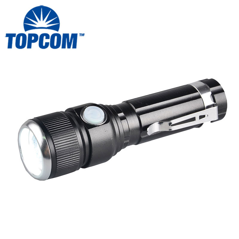 Small Military Led Flashlight 18650 Rechargeable USB Tactical Flashlight with Pocket Clip