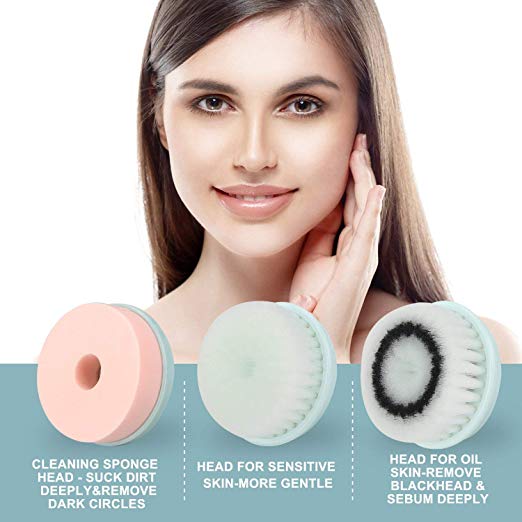 ultrasonic  Facial Cleanser Brush 3 in 1 Electric Rotating Facial Cleansing Brush USB Rechargeable Sonic Face Cleaners Scrubber