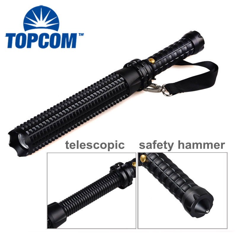 military grade police security flashlight,emergency self defensive flashlight,telescopic long bat flashlight