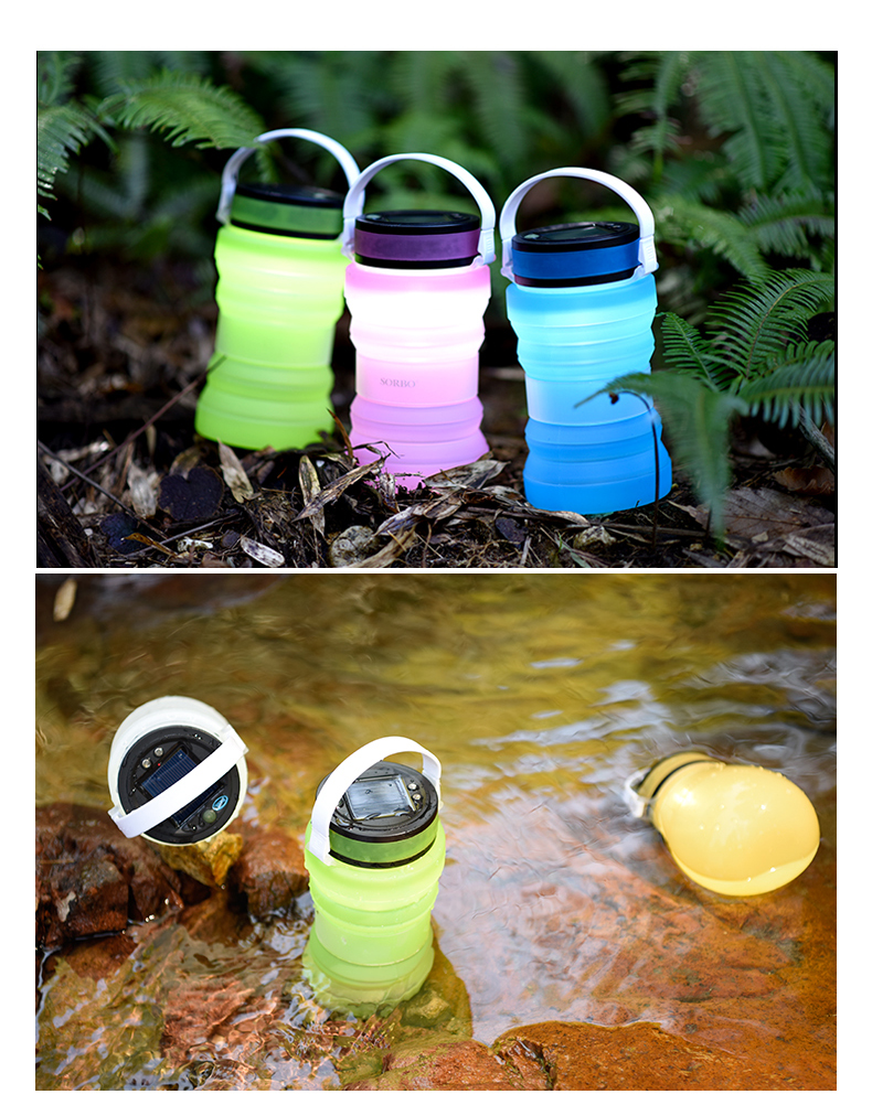 Solar Energy Products Waterproof Rechargeable Emergency Lamp Bottle LED Camping Silicone Lantern Light