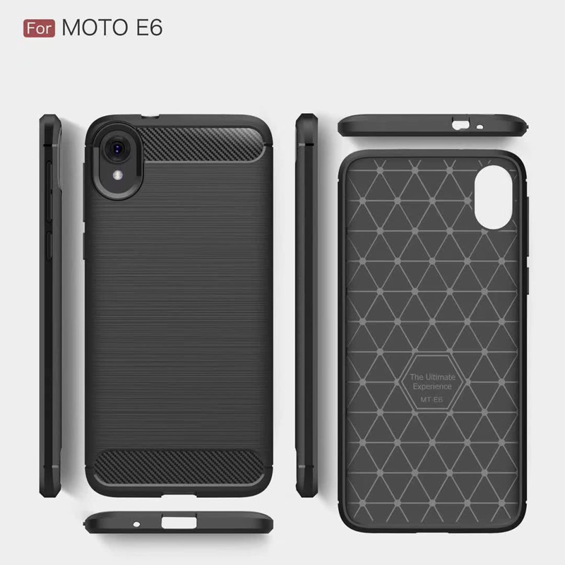 New Arrival Shockproof Carbon Fiber Case Cover for Motorola Moto E6 TPU+PC case