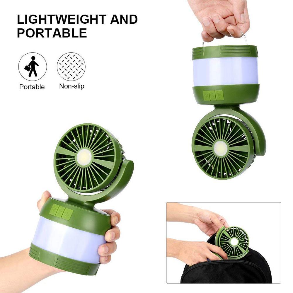 Hot Selling Multifunction LED Rechargeable Camping Light with Mini Fan