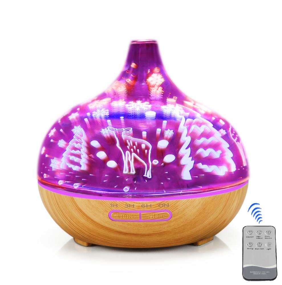 Latest 3D Glass 400ml Essential Oil Diffuser Ultrasonic Aromatherapy Diffuser Air Humidifier with Remote Control