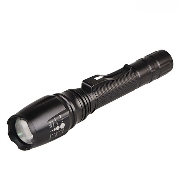 High Power Zoomable Tactical Flashlight  10W XML T6 800LM LED Flashlight with clip