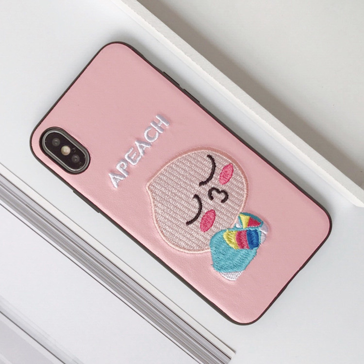 Custom Cartoon Embroidery Phone Case for iPhone 8 7 6 plus , for iPhone X Cases Bear