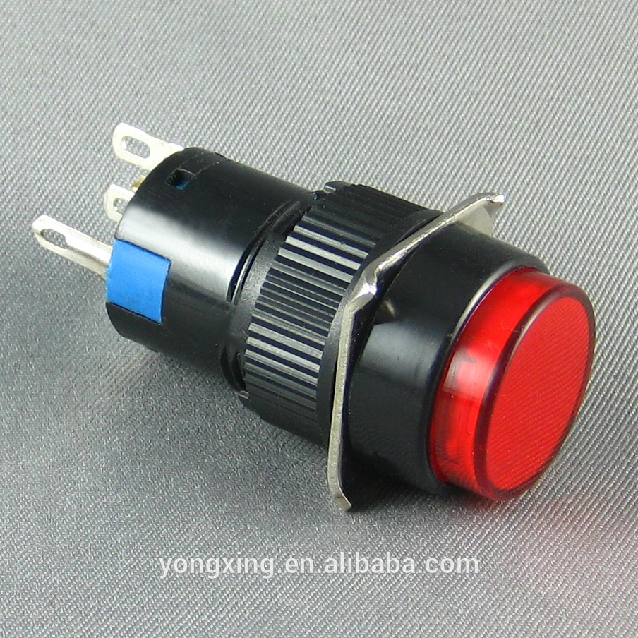 Factory supply 3 pin 5 pin 8 pin 16mm latching push button switch