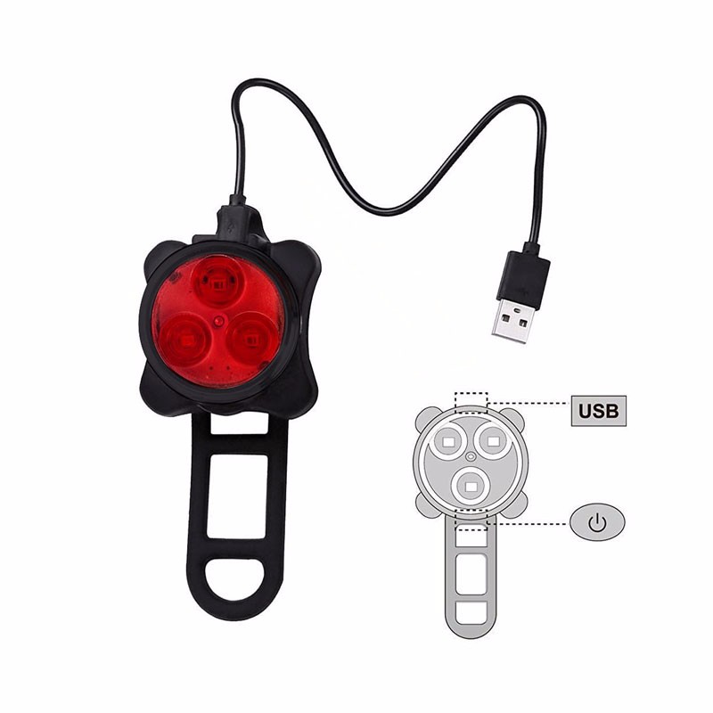 Cycling LED Bicycle Light Bike Accessories 3 LED Head Front Rear Tail led light USB Rechargeable