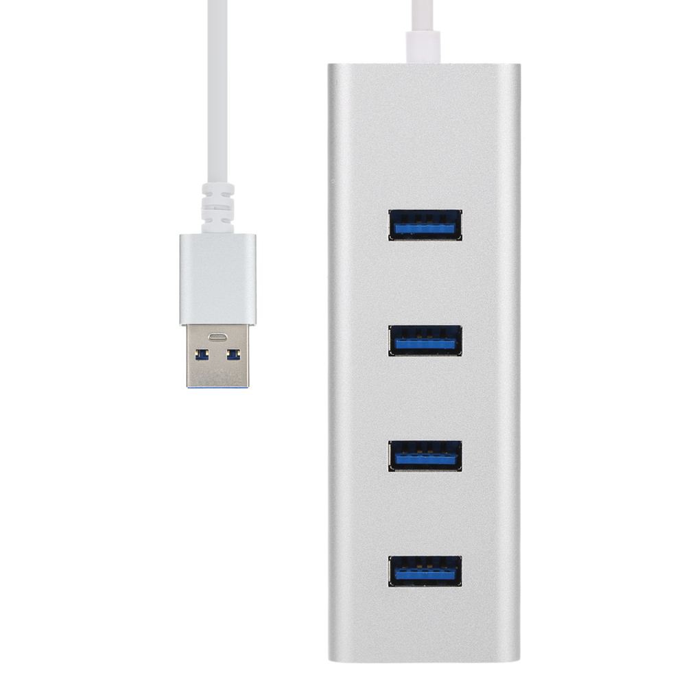 High Speed USB 3.0 4 Port Aluminum Hub USB Cable Adapter Compact Ultra-slim for Computer Laptop PC