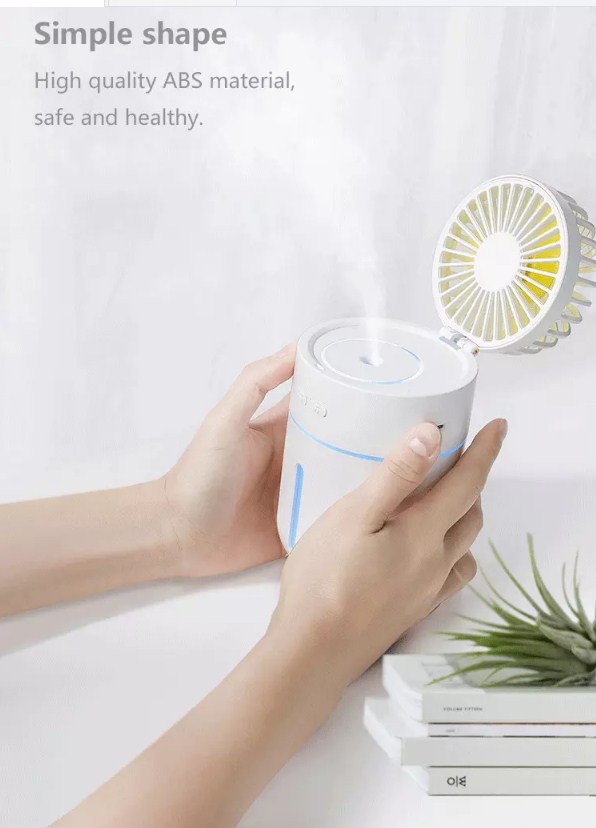 Rechargeable Handheld Humidiifer with Mini Fan, Portable Cute Ultrasonic Diffuser with Built-in Battery