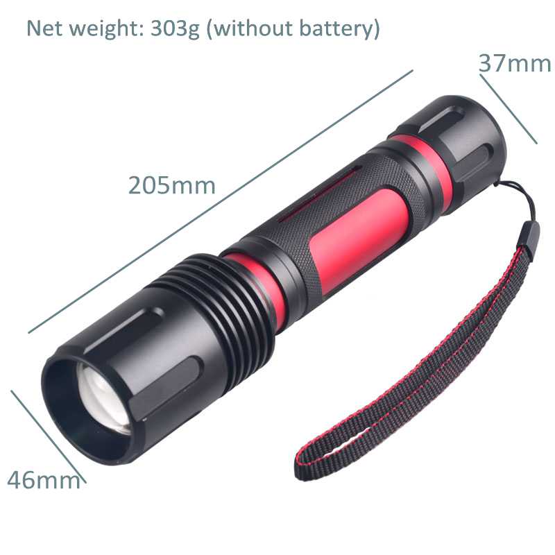 Tail Switch Tactical Zoomable XHP50 LED Flashlight Rechargeable High Power Flashlight