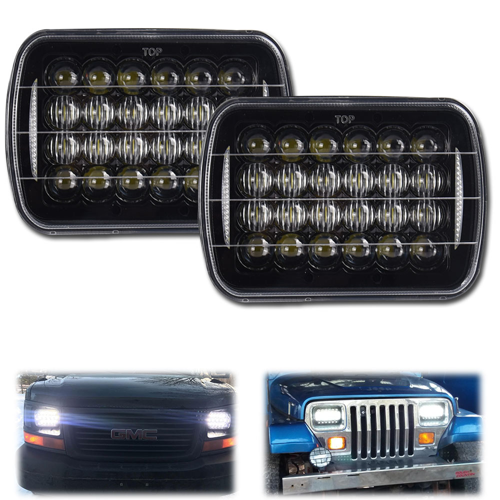 High Low Beam 12V 24 Volt 7inch 5x7 Angel Eyes Led Headlights