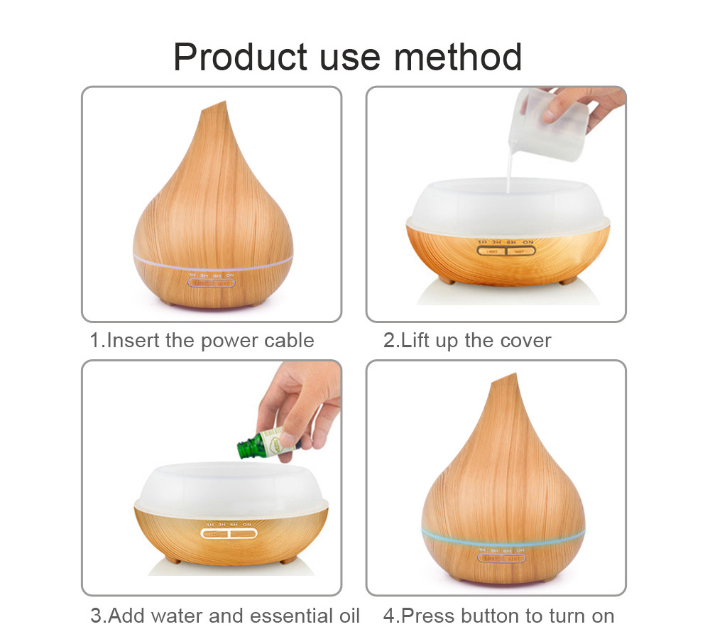 2019 HOT 400ml Aromatherapy Essential Oil Diffuser Wood Grain Aroma Diffusers  with Timer Adjustable Mist & Remote Control