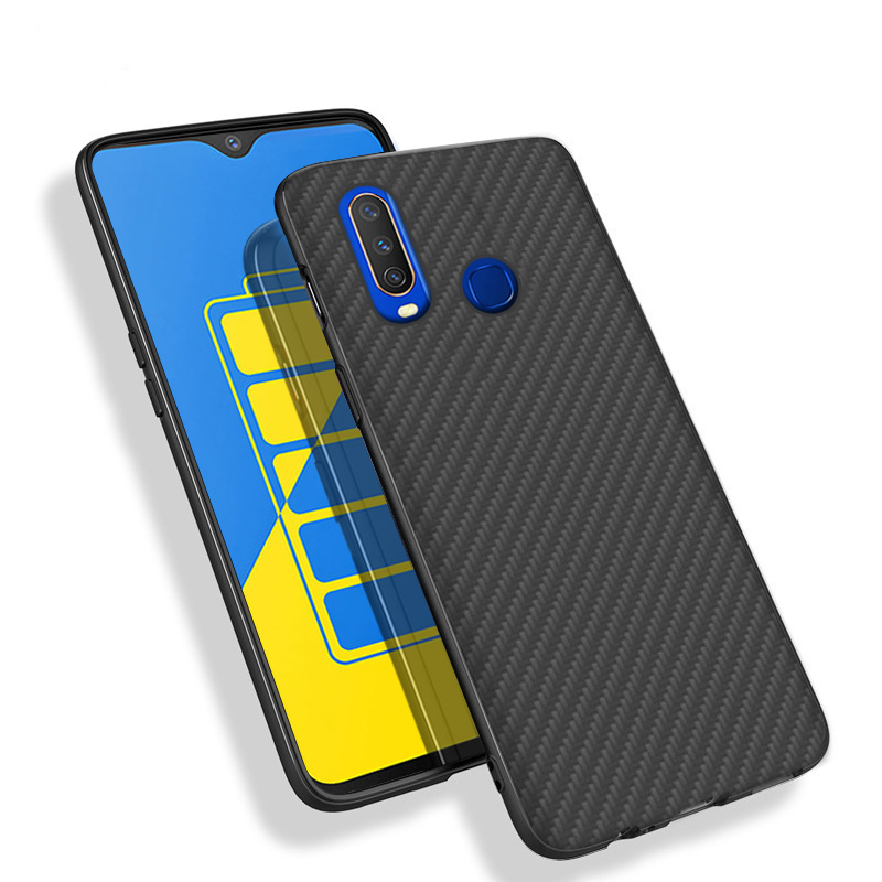 Premium Carbon Fiber  Case Full Sides Protective Shell Back shockproof Cover Design For Vivo Y15